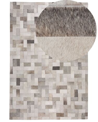 Teppich Leder grau-beige 140 x 200 cm Patchwork Kurzflor KORFEZ