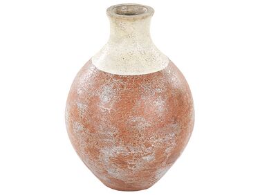 Terracotta dekorativ vase 37 cm hvid og brun BURSA