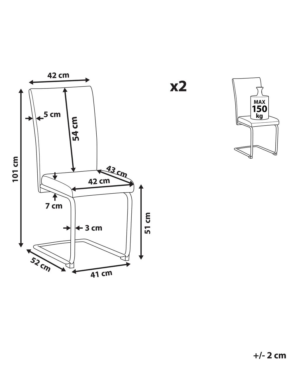 Set of 2 Faux Leather Dining Chairs Black ROVARD Beliani.co.uk