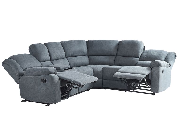 Corner Fabric Manual Recliner Sofa Grey ROKKE_799615