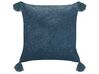 Set of 2 Velvet Cushions Floral Motif with Tassels 45 x 45 cm Dark Blue SETARIA_838351