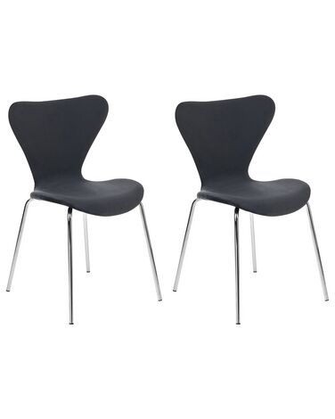Set of 2 Velvet Dining Chairs Black and Silver BOONVILLE