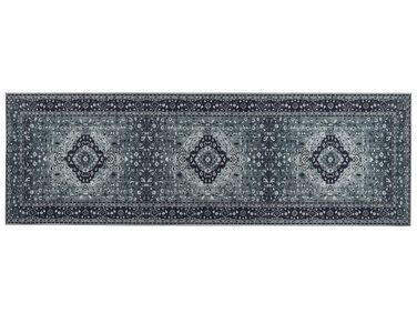 Teppich grau orientalisches Muster 80 x 240 cm Kurzflor VADKADAM