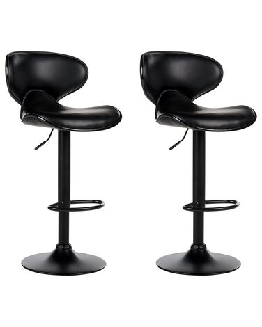 Set of 2 Faux Leather Swivel Bar Stools Black CONWAY II