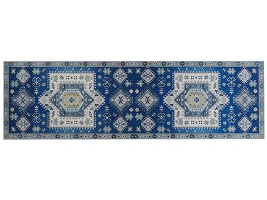 Vloerkleed polyester blauw 60 x 200 cm PARVAKALDI