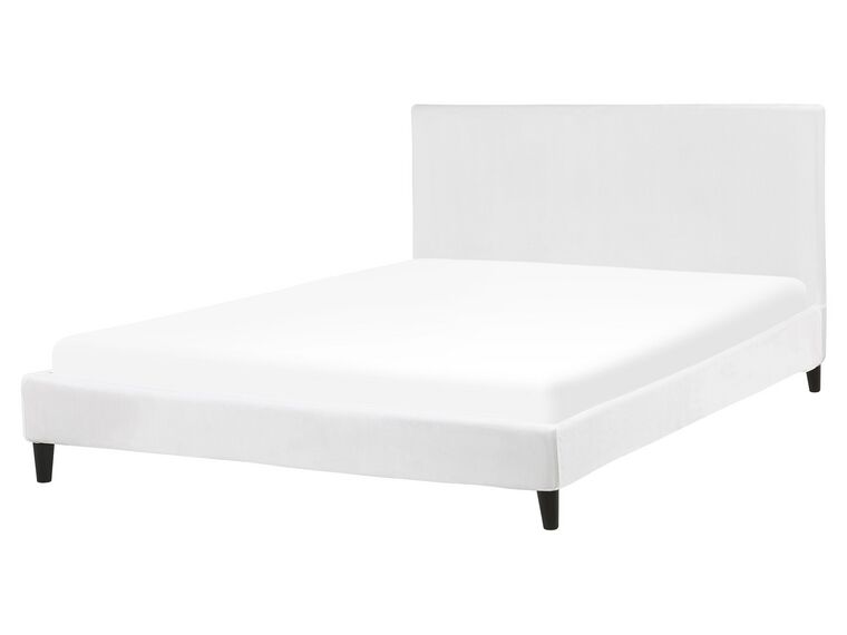  Čalouněná sametová postel bíla 160 x 200 cm FITOU _777104