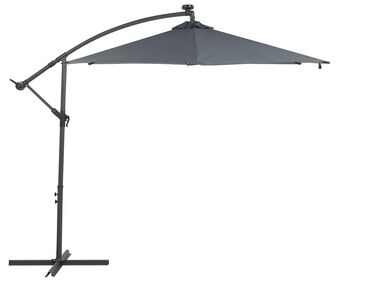 Cantilever Garden Parasol with LED Lights ⌀ 2.85 m Grey CORVAL