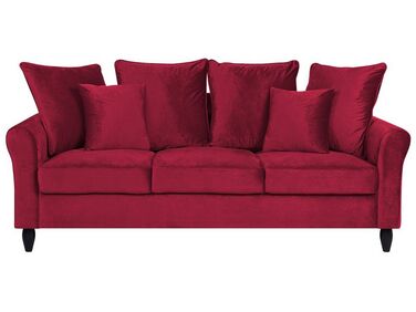 Sofa 3-osobowa welurowa czerwona BORNHOLM