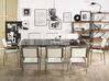 Conjunto de mesa com tampo triplo granito polido preto 220 x 100 cm e 8 cadeiras brancas GROSSETO_766671