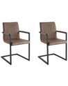 Set of 2 Faux Leather Dining Chairs Brown BRANDOL_790027