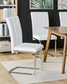 	Conjunto de 2 sillas de comedor de piel sintética blanco crema/plateado ROVARD_790102