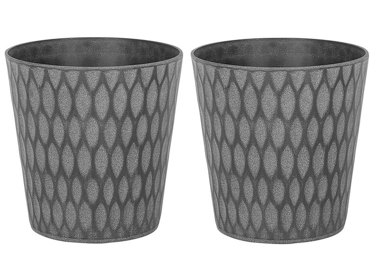 Conjunto de 2 vasos para plantas em fibra de argila cinzenta escura 36 x 36 x 36 cm LAVRIO_844455