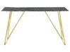 Dining Table 140 x 80 cm Marble Effect Black with Gold KENTON_785248