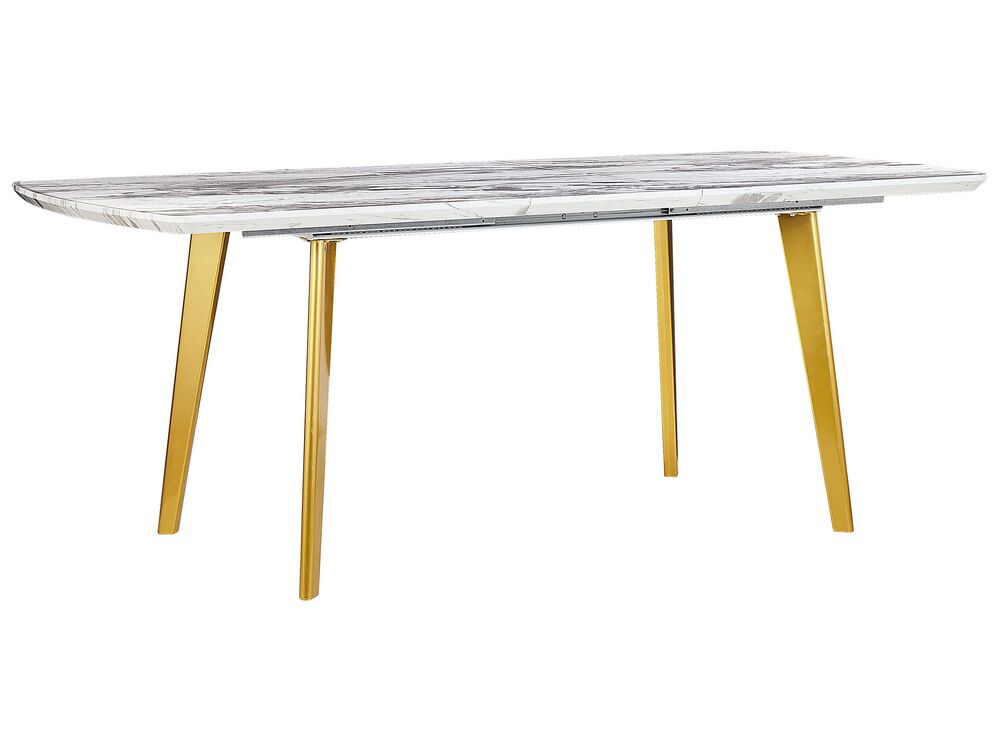 Esstisch Marmor Optik weiß / gold 160 / 200 x 90 cm ausziehbar MOSBY