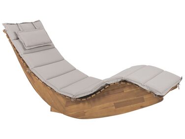Wooden Garden Sun Lounger with Cushion Taupe BRESCIA