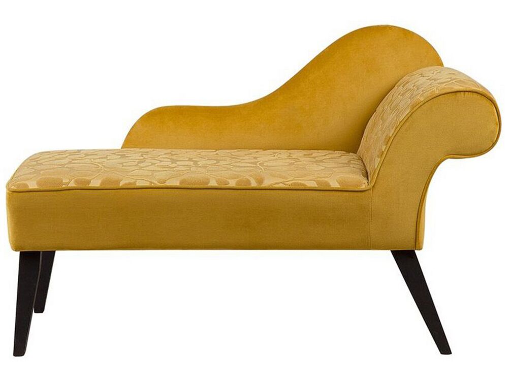Right Hand Velvet Chaise Lounge Yellow BIARRITZ Beliani.at