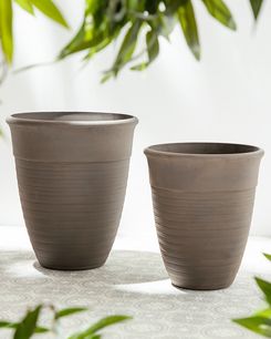 Kukkaruukku kiviseos ruskea 43 x 43 x 49 cm KATALIMA Kukkaruukku kiviseos ruskea 43 x 43 x 49 cm KATALIMA