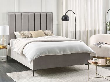 Velvet EU Double Size Ottoman Bed Grey SEZANNE
