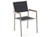 Gartenmöbel Set Crashglas 180 x 90 cm 6-Sitzer Stühle Textilbespannung schwarz GROSSETO_724948