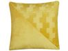 Set of 2 Velvet Cushion with Pleats 45 x 45 cm Yellow ORIGANUM_801622