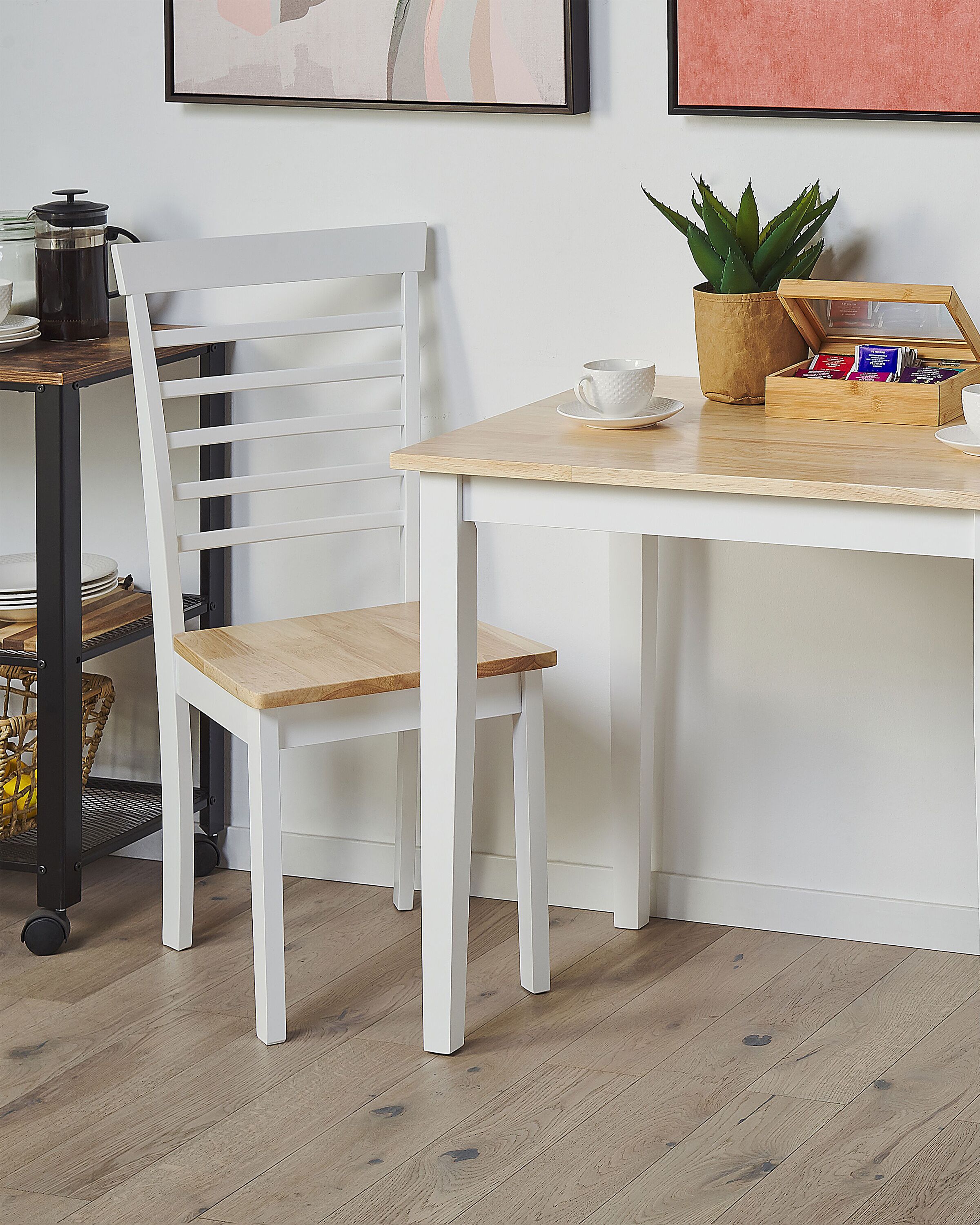 Set of 2 Wooden Dining Chairs Light Wood and White BATTERSBY | Beliani ...