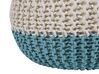 Cotton Knitted Pouffe 50 x 35 cm Beige and Blue CONRAD _813983