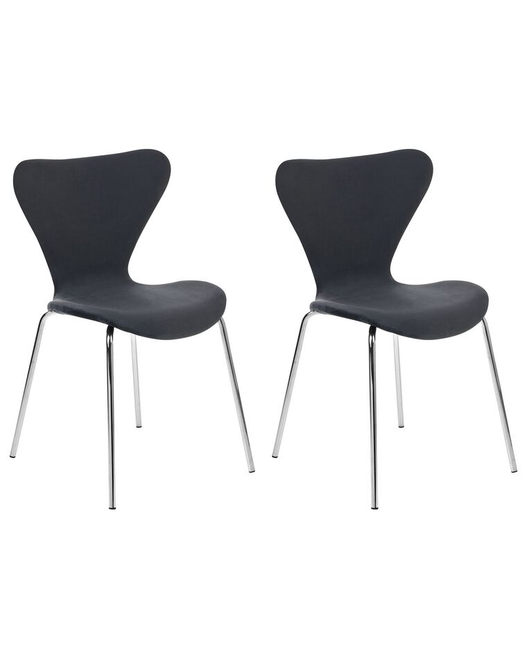 Lot de 2 chaises de salle à manger en velours noir et argenté BOONVILLE_862143
