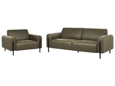 4-Sitzer Sofa Set Lederoptik dunkelgrün ASKIM