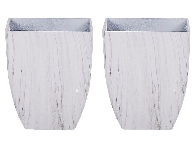 Conjunto de 2 vasos para plantas com efeito de mármore branco 28 x 28 x 34 cm MIRO_841651