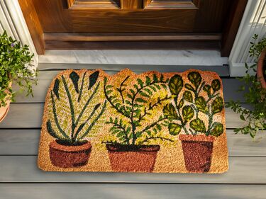 Coir Doormat Plants Motif Natural ANAMUDI