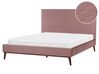 Łóżko welurowe 160 x 200 cm różowe BAYONNE_901280
