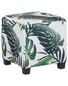 Armchair with Footstool Leaf Pattern White and Green SANDSET_776322