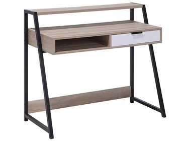 1 Drawer Home Office Desk with Shelves 100 x 50 cm Light Wood CALVIN