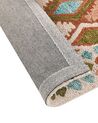 Teppich Wolle mehrfarbig 140 x 200 cm geometrisches Muster Kurzflor ERMENEK_836599