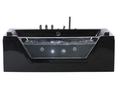 Whirlpool Badewanne schwarz LED Unterwasserbeleuchtung 162 x 76 cm SAMANA