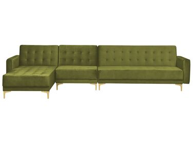 Canapé modulable côté droit en velours vert ABERDEEN