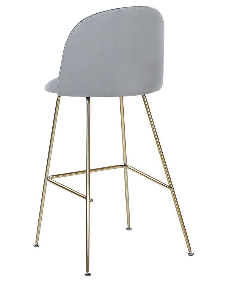 Set of 2 Velvet Bar Chairs Grey ARCOLA Beliani.co.uk