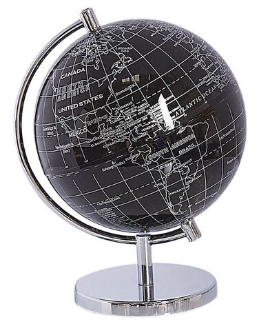 Globus schwarz / silber Metallfuß glänzend 20 cm COOK