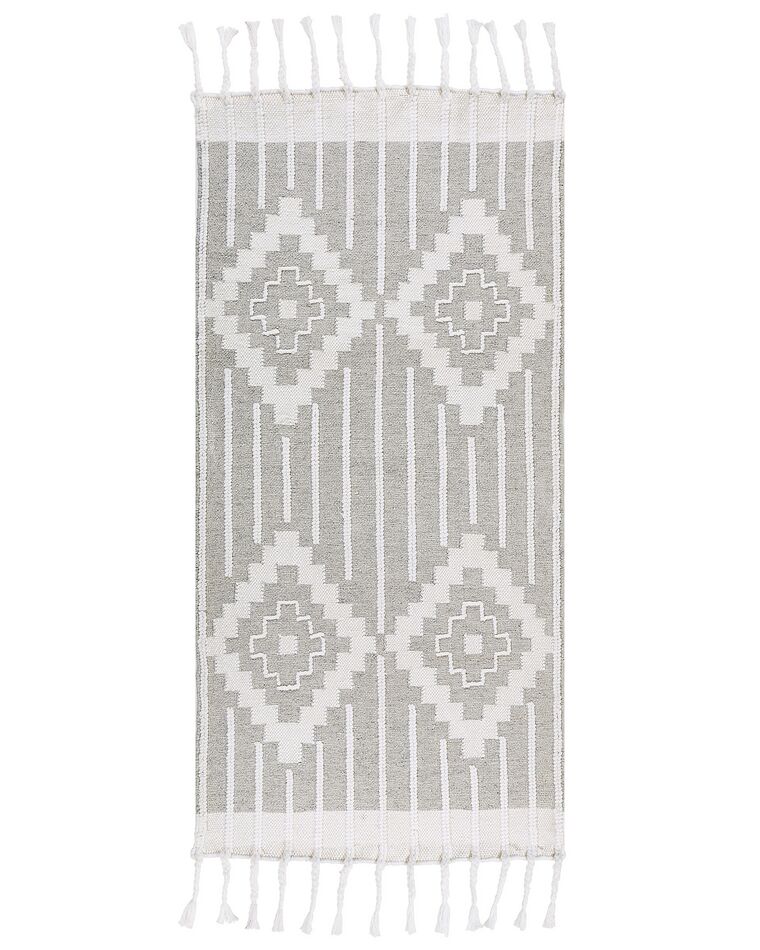 Vloerkleed polyester grijs/wit 80 x 150 cm TABIAT_852856