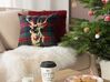 Set of 2 Cushions Reindeer Print 45 x 45 cm Green with Red RUDOLPH_769058