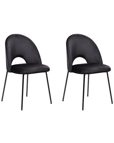 Conjunto de 2 cadeiras de jantar em veludo preto COVELO