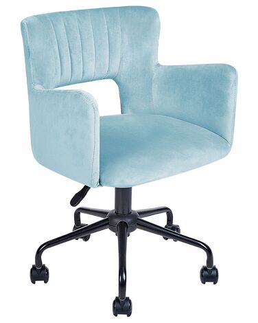 Chaise de bureau en velours bleu clair SANILAC