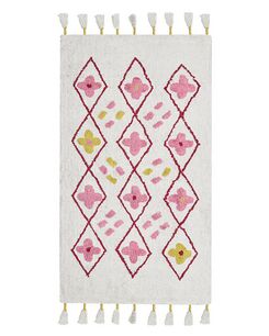 Lastenhuoneen matto puuvilla valkoinen/vaaleanpunainen 80 x 150 cm CAVUS