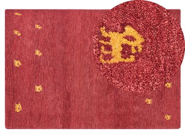 Tapis gabbeh en laine 140 x 200 cm rouge YARALI
