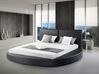 Luxusní černá kruhová postel z pravé kůže 180x200 cm LAVAL_106618