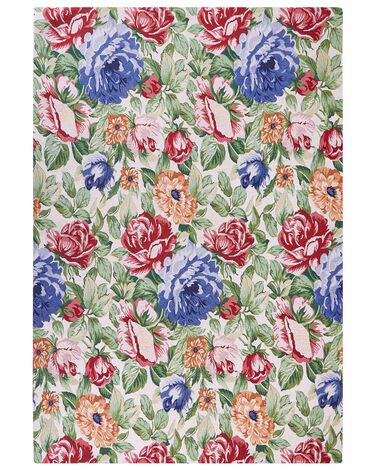 Teppich Baumwolle mehrfarbig 200 x 300 cm Blumenmuster Kurzflor FARWAN