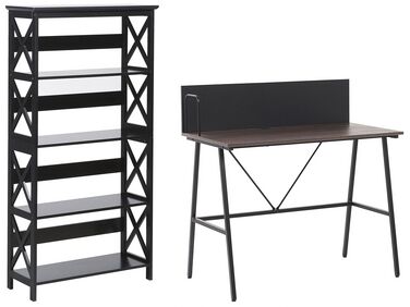 Set di mobili da ufficio legno scuro e nero FOSTER/HASTINGS