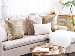 Koristetyyny puuvilla kulta geometrinen kuvio 50 x 50 cm OUJDA Koristetyyny puuvilla kulta geometrinen kuvio 50 x 50 cm OUJDA