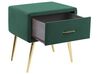 Mesa de cabeceira com 1 gaveta em veludo verde esmeralda FLAYAT_833979
