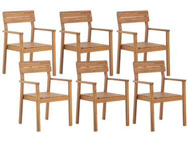 Set of 6 Acacia Wood Garden Chairs FORNELLI